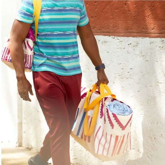 IKEA Limited Edition Multicolor Stripe Pattern Shopping Bags - X2 - Picture 2 of 5